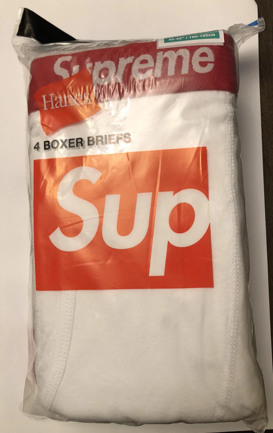Lot de 4 boxers Supreme x Hanes logo ceinture blanc X Large XL