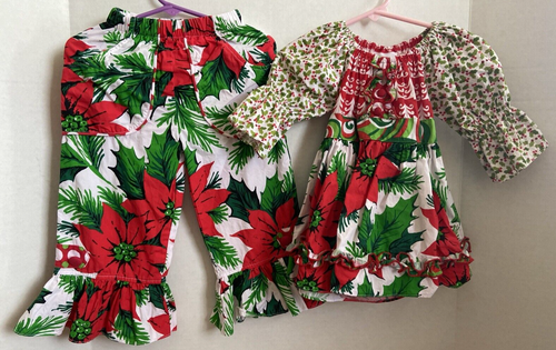 Completo pantalone bambina Love & Lassies Natale 2 pezzi taglia 2T *usato*