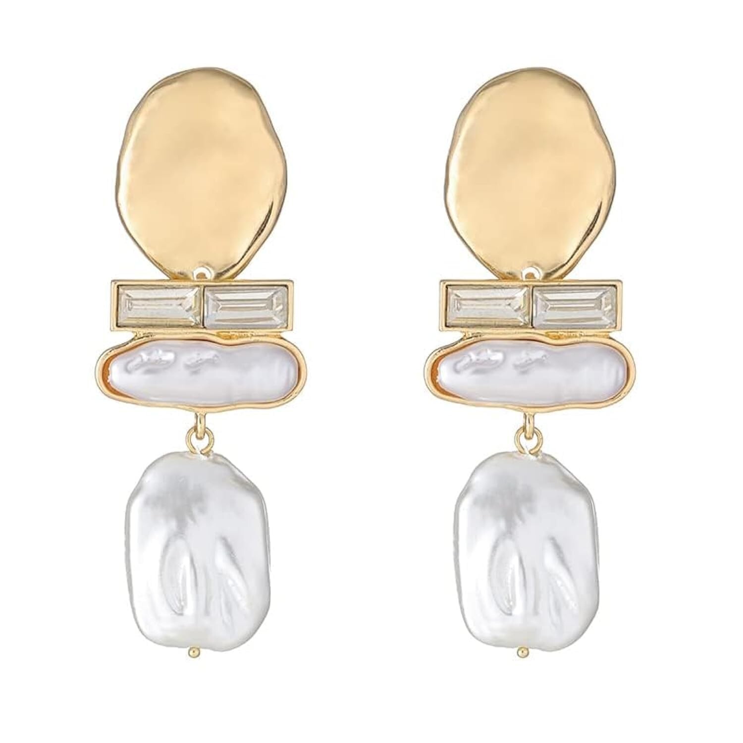 Statement Pearl Dangle Earrings,Gold and Large Pearl,Luxury Chandelier Organi...