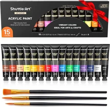 Acrylic Paint Set, 15 X 12Ml Tubes Artist Quality Non Toxic Rich Pigments Colors