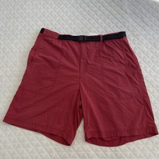 L.L. Bean Swim Shorts Size Large Lined Belted Red Trunks Pockets 0JAJ7