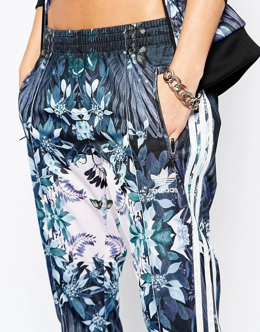 Adidas track pants floral sales