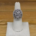 Vintage Sterling Silver Hollow Ornate Dome Ring Size 7.25