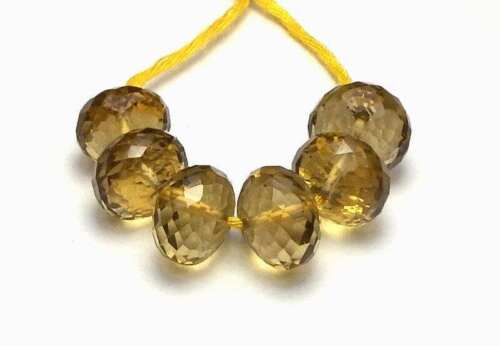 6 pcs CITRINE 10mm Faceted Rondelle Beads AAA NATURAL