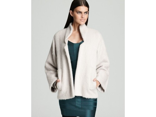 NEW French Connection Kristel Furry Wool Mohair Alpaca Shrug Coat Jacket 10 L