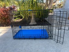 Steel Foldable M-Pets.eu Dog Crate Medium 30x19x20 , black  blue, slightly use