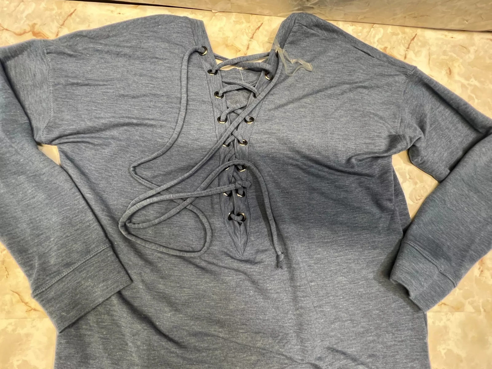 yogalicious worn once oversized front lace up pullover sweatshirt