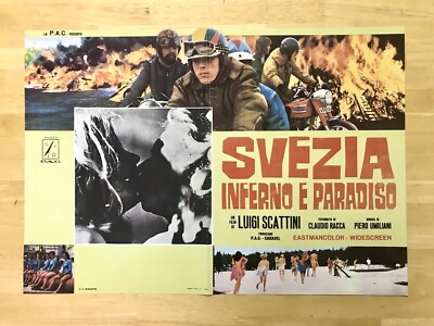 SWEDEN HEAVEN AND HELL Original 1968 TRIUMPH MOTORCYCLE BIKERS Film Poster MONDO
