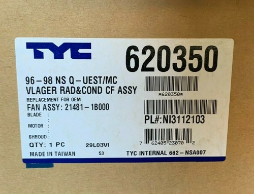 New NOS TYC Radiator and Condenser Cooling Fan Assembly 620350 Villager Quest - Picture 4 of 4