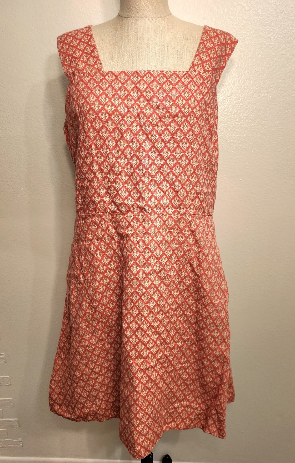 Gap Orange Multicolor Pattern Sleeveless Linen Dr… - image 1