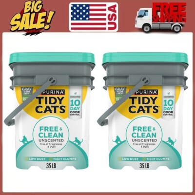 2 Pack Purina Tidy Cats Multi-Cat Clumping Kitty Litter, Free & Clean Unscented,