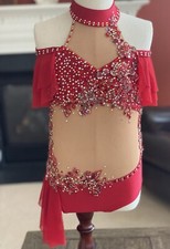 Custom Made Red Lyrical Dance Competition Costume CM