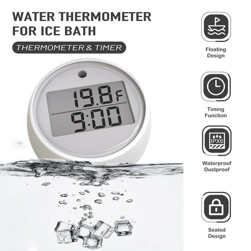 Water Thermometer for Ice Bath, Waterproof Ice Bath Thermometer Timer, Floating - Picture 12 of 15