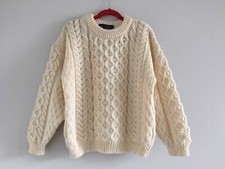 TIVOLI ARAN PURE NEW WOOL CABLE KNIT PULLOVER SWEATER SIZE 5/7 YEARS