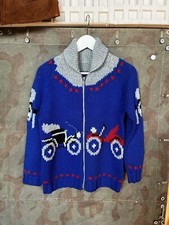 Vintage 50s 60s Cowichan Mary Maxim Knitted Sweater Car Pattern Rockabilly