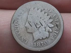 1870 Indian Head Cent Penny- Good/VG Details, Shallow N