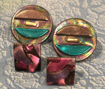 2 Sets Vintage Unique Iridescent 80s 90s Art Deco Foil