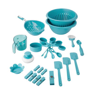 28-Piece Plastic Kitchen Tools and Gadgets Set, Teal