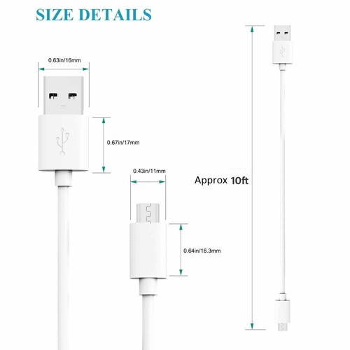 Câble téléphonique chargeur micro USB tressé robuste charge fil synchronisation de données 2M 3M - Photo 26 sur 40