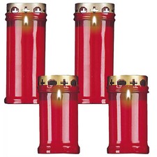 Set of 2 Red Pillar Candles Outdoor with Windproof Cap - Choose Size
