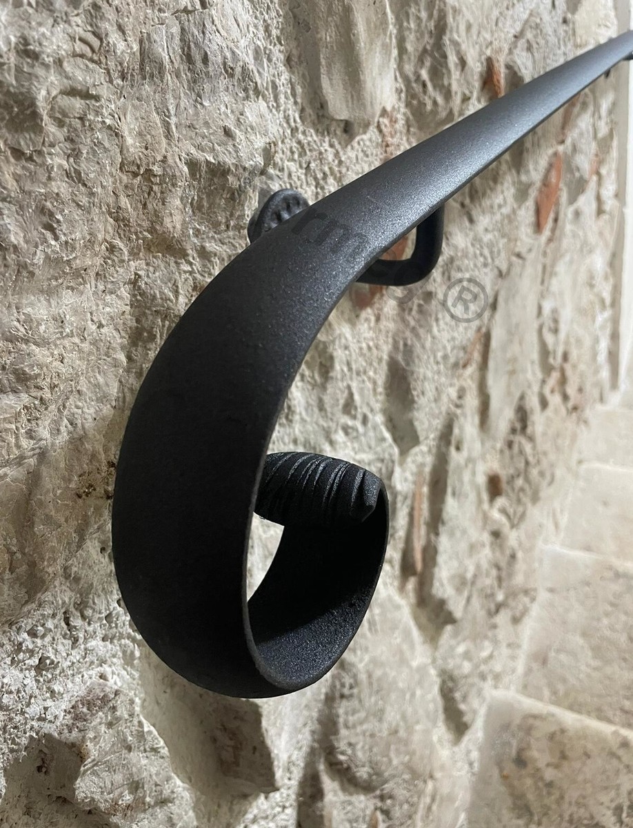 Corrimano In Ferro Battuto Stile Liberty Diametro 30mm - Finitura Antracite, Made In Italy, Per Interni Ed Esterni - Foto 2