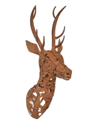 3D-Wandskulptur Wanddekoration Hirsch Dekoration ''Hirschkopf'' Rostfarben