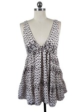 Urban Outfitters UO Tank MIni Dress Womens Medium Ivory Brown Chevron Boho Indie