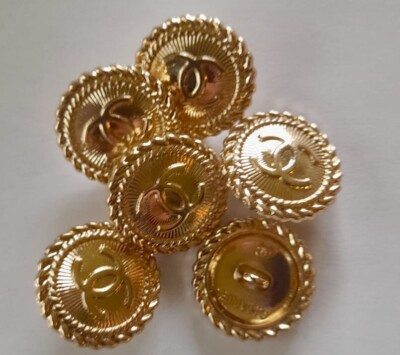 6er Set Chanel Knöpfe, 21 mm, goldfarbenes Metall