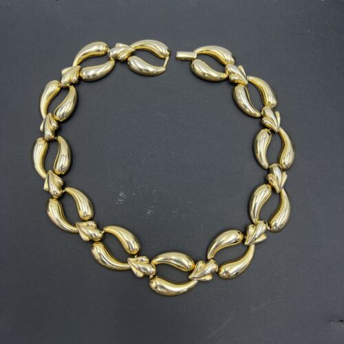 Vintage Costume Jewelry Gold Tone Necklace Signed… - image 1