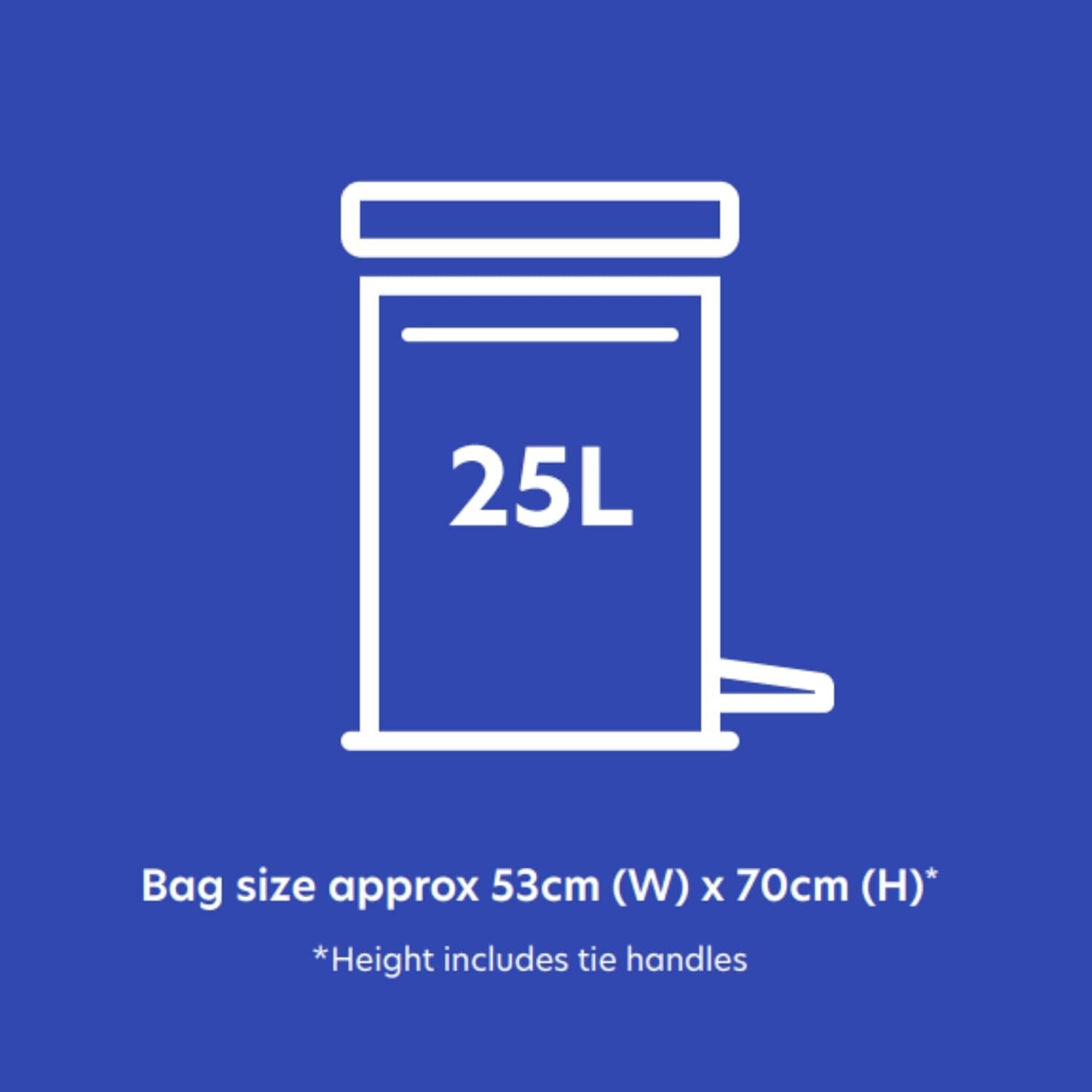 Kordis Strong Tie Handle Pedal Bin Liners 6 x 30 Bags. 25L White