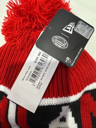 AC Milan New Era Red & Black "1899" Pom Beanie Official License NEW - Picture 4 of 6