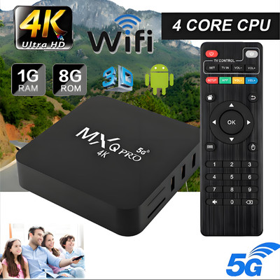 MXQ Pro 4K Ultra HD 64Bit Wifi Android 11 Quad Core Smart TV Box Media Player