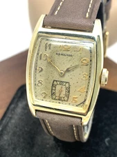 Hamilton Watch 987A Vintage Tank Hand Wind 10k Gold Filled Brown Leather 27mm