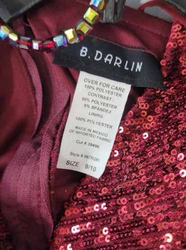NWT - B. Darlin Cranberry Tulle Cocktail Formal Dress Sequin Top Junior Sz 9/10 - Picture 4 of 12