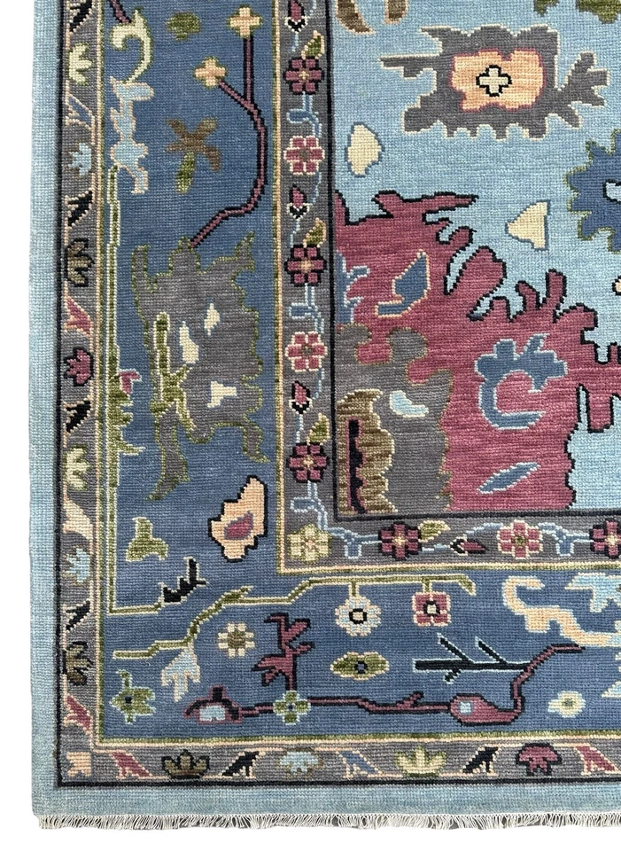 Hand Knotted Blue 5x8, 6x9, 8x10, 9x12, 10x14, 12x15 Wool Area Rug - Image 4 of 4