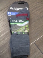 BRIDGEDALE HIKE LIGHTWEIGHT MERINO GRAY BOOT HEIGHT SOCKS  SIZE LARGE