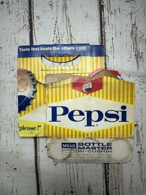 VTG Say Pepsi Please Pepsi Cola Mead Packing 1960s 6 Pack Bottle Carrier Carton