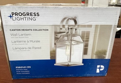 NEW ProgressLighting Canton Heights 12.75'' Stainless Outdoor Wall Lantern B109