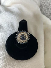 Camrose & Kross JBK Jacqueline Kennedy Vermeil Simulated Blue Sapphire Ring Sz 6