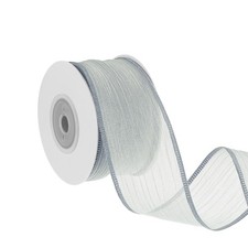 1.6 Inch 10 Yard Metallic Sheer Wire Ribbon, Wired Sheer Fabric Roll, Gray