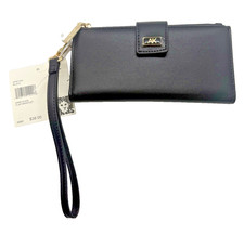New Anne Klein Elegant Black Flap Wristlet  Logo Wallet Christmas Gift AKW1294