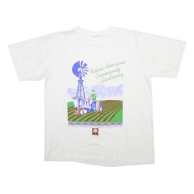 MAC HENRY Herren T-Shirt Weiß Native American Community Garten Grafik M Crew