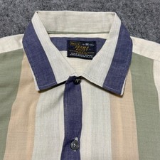 Vintage 60S 70S Sears Perma Prest Shirt Size M Colorblock Striped Poplin USA