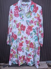 Tommy Bahama Fiesta Floral Shirt Dress Women XL Cotton Tropical Resort Beach