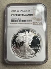 2005 W American Silver Eagle NGC PF70 Ultra Cameo Brown Label CF
