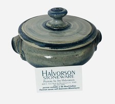 VTG Hand Crafted Studio Art Pottery Casserole Bean Pot Handles Rustic Glaze -New