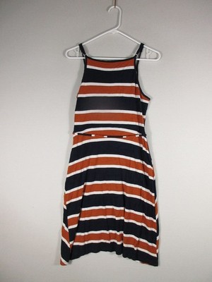Market & Spruce Womens Annora Faux Wrap Knit Dress Size L Navy Terracotta  | eBay