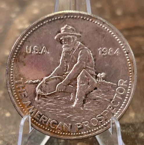 TONED 1984 ENGELHARD PROSPECTOR, .999 FINE SILVER ROUND