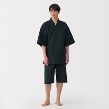 Muji Unisex Shijira Jinbei Men's  Short sleeve Kimono Style Shirt & ShortsXL New