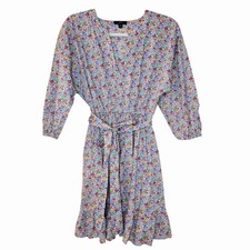 J. Crew Floral Tie-Front Cotton Mini Dress Size XS Multicolor Floral
